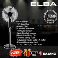 (AUTHORISED DEALER) ELBA 18" High Velocity Stand Fan / 5 Aluminum Blades (BLACK) EISF-N1885(BK) elba