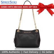 Michael Kors Handbag In Gift Box Jet Set Item Medium Chain Messenger Black # 35T9GTTM6L