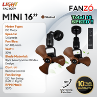 DEKA MDC168 MS160 16" Designer Wall Fan | FANZO PHOENIX 20" MINI 16" | FIERO TINY Ceiling Fan DC Mot