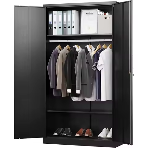 Metal Wardrobe Cabinets with Lock,Clothing Locker Storage Cabinets for Home Room,Fire Department, Sc