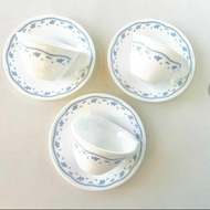 Set of 5 sets of sugar bowl Corelle vintage morning blue coffee tea cups