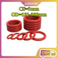Rubber Sealing Ring Red O-Ring Silicone O-Ring CS3mm*OD102-300mm High Temperature Gasket【CYG-FC-8】