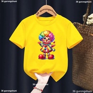 Tersedia dalam stok: Baju-T Cetakan Kartun Kanak-Kanak Lelaki Perempuan, Baju-T Grafik Seni Badut Si