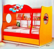 Q 10 Kids Unisex Cartoon Double Decker Bunk Bed / Kids Single Bed / Kids Bedroom Set / Katil Budak (TAP)