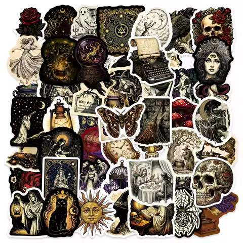 50Pcs Mystical Cosmos Dark Witch Theme Stickers Aesthetic Waterproof Stickers for Planner Diary Deco