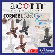 ACORN DC-360 DC Motor 3 Blade Smart WiFi Corner Ceiling/Wall Fan with Remote Control