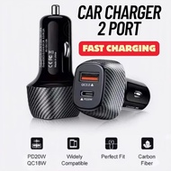 Car Charger 2 Port USB Type C Output 45W Fast Charging Motorcycle Charger Carbon Car Charger