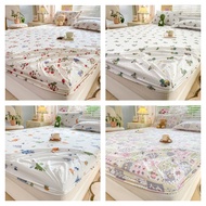 3 IN 1 Seersucker INS Style Floral Print Fitted Sheet With Elastic Band Queen King/Super King Size Bed Mattress Cover Pillowcase Cadar
