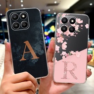 Honor X7D 4G LGN-LX1 Case Honor X7D 5G Cover Transparent Aesthetic A-Z Letters Fashion Flowers Crown