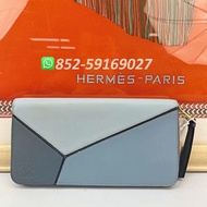 99新✨全港最平 ‼正品任驗 ‼🌈Loewe Puzzle Zip Around Wallet 122N30DF136235000 Blue 藍色💖可手拎👏現貨 支持陪驗 #銀包 #包包 #hand 