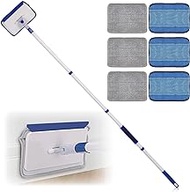 Qaestfy Wall Baseboard Floor Cleaner Mop Tool with Long Handle for Cleaning Window Floor Skirting Board Ceiling Brush Duster with 6 Reusable Pads