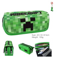 Minecraft Merchandise Minecraft Pencil Case Double-Layer Large-Capacity Pencil Case Creeper Element