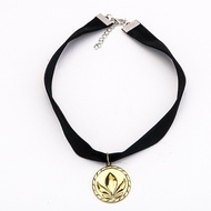 Anime Frozen Princess Anna Necklace Black Flannel Metal Pendant Necklace