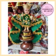 § ⚽︎ ✹ Wooden Green Santo Niño De Cebu Statue Figurine Senior Sto Nino