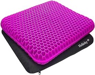 Gel Seat Cushion, Extra Thick Office Seat Cushion with Non-Slip Cover, Breathable Chair Pads Honeycomb Design Absorbs Pressure Points for Car Office Chair Wheelchair (Extra Thick, Violet)
