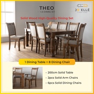 Jo ELLE – Theo 1+8 Solid Wood Dining Set / Meja makan 8 kerusi / 餐桌