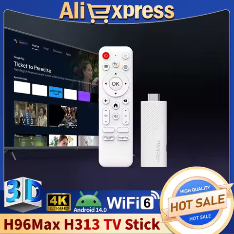 2025 New H96 MAX H313 Mini TV Stick Android 14 Smart TV Box 2GB 16GB Wifi6 BT 4K HD Google Voice Med