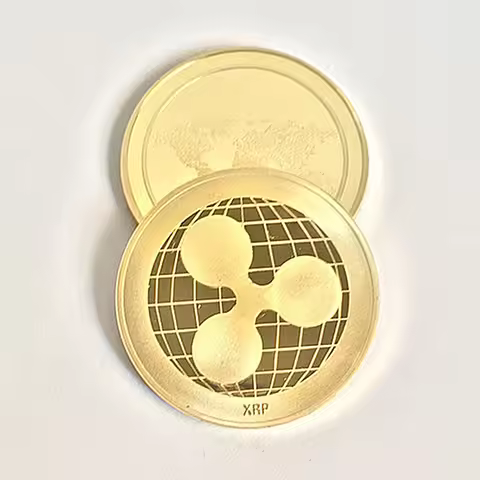 XRP 24K Real Gold Platec Badge Internet Coin 1 OZ, 10 PCs