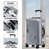 Aluminium USB Luggage Bag Travel 20/24 Inches Luggage Anti-scratch Password Boarding Lagguge Travel