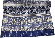 Sophia-Art Queen Size Hand Block Print Kantha Quilt 90x108 Inch Ajrakh Kantha Bedspread Vegetable Dy