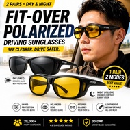 [HOT] Fit Over Polarized Sunglasses UV400 | Wear Over Glasses | Day & Night Driving Lens