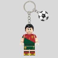GANTUNGAN Cristiano Ronaldo LEGO Keychain | LEGO Cristiano Ronaldo Portugal Keychain | Soccer Series