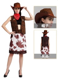 Halloween Party Cowboy Costume For Adult Men and Women Cowgirl Cosplay Western Dress Suit Carnival A