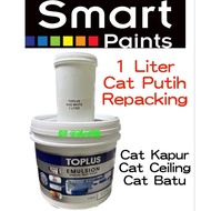 1L Cat Putih Kapur Matte white 9102 Smart Paint Toplus Cat Ceiling, Undercoat, Cat Dinding Batu Emul