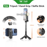 TNW T24 Zoom Selfie Stick Tripod Mini Phone Tripod Phone Grip Bluetooth Zoom Remote Vlog Travel Live