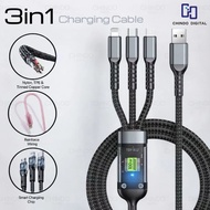 Zamzam0626 Data Cable 3 In 1 MIcro USB Type-C Lighting Fast Charging 3 In 1 Cable Fast Charging Cool