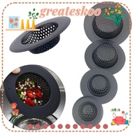 GREATESKOO Sink Strainer, Anti Clog With Handle Drain Filter, Durable Hair Clean Up Black Floor Drain Mesh Trap Kitchen Bathroom Accessories