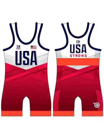 2023 Usa Champion Team Men's Wrestling Singlets Race Suit Gym Tights Triathlon Clothing Fitness One-