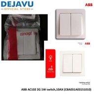 ABB AC102 2G 1W switch, 10AX (code: CBA031A031S1010)