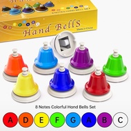 8 Notes Desk Hand Bells Children's toys Coloroful Diatonic Hand Bell Musical Learning Teaching Percu