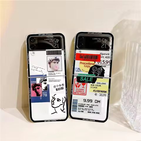 For Samsung Z Flip 5 6 Case Retro Bar Code Art Label Folding Phone Case for Samsung Z Flip 4 Z Flip3