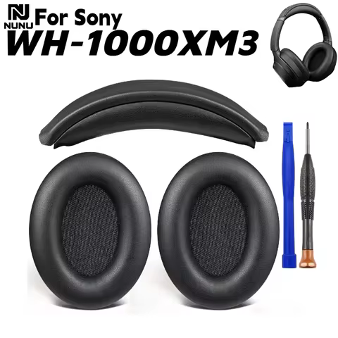 Replacement Easy to install Snap on Headbeam cushion/Protein skin memory sponge ear pad For Sony WH-