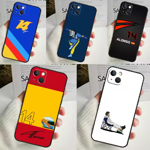 F1 Racing Fernando Alonso 14 Phone Case For iPhone 16 15 14 13 12 11 Pro Max Mini X XR XS Max 7 8 Pl