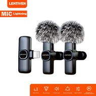 LENTIVEN Wireless Microphone Mic Wireless Clip On Microphone Mikrofon Lavalier HP Plug & Play