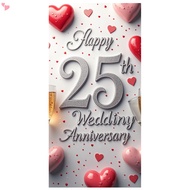 25th Wedding Anniversary Banner Decorations, Silver 25 th Wedding Anniversary Decorations Decor Post