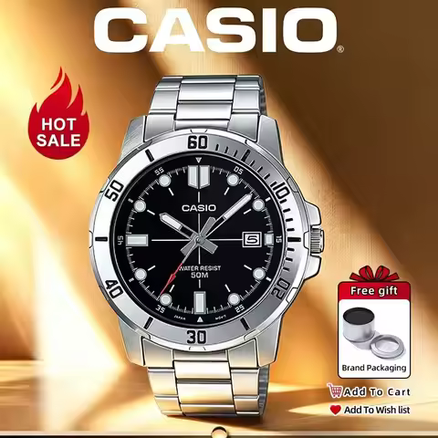 Casio Men's Business Casual Stylish Analog Quartz Watch with Stainless Steel Strap and Water Resista