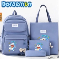 Doraemon backpack multifunctional 4-piece set backpack large capacity file bag pencil case student g