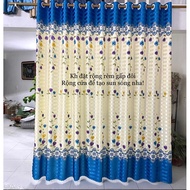 Single-sided glossy curtain, floral pattern, cobalt blue, gentle, suitable for main door curtains, w
