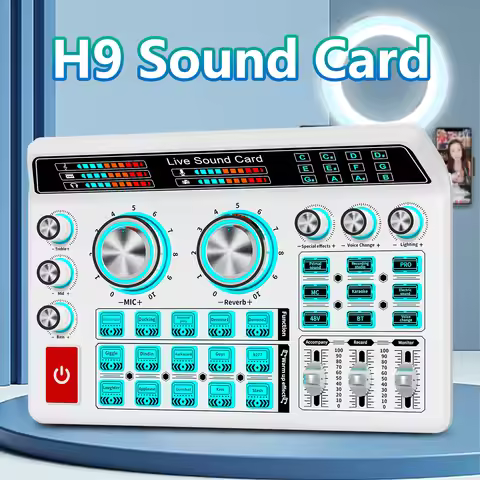 H9 English Live Streaming Professional Sound Card connects to mobile phones computers Bluetooth head