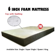 6 Inch High Density Foam Mattress (Available Size : Single / Super Single / Queen / King)