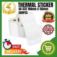 THERMAL LABEL STICKER | A6 SIZE 100MM X 150MM 500PCS | THERMAL PAPER SHIPPING LABEL CONSIGNMENT NOTE STICKER
