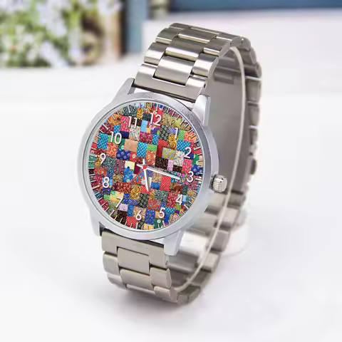 Patchwork Style Design Unisex Men Watch Gifts for Family Friends Elders Personality Wrist Watches Si