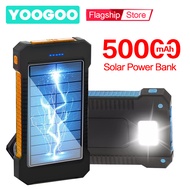YOOGOO 50000mAh Solar Power Bank Charger USB Ports External Charger Flashlight Solar Multifungsi Por