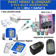 PAKET ALAT KESEHATAN TERLENGKAP - Tensi Meter Digital OMRON HEM-8712 / Automatic Blood Pressure Monitor / ALKOHOL SWAB / OXYMETER / TERMOMETER / GCU 3 IN 1 / EASY TOUCH ALAT CEK GULA DARAH KOLKESTEROL / ALAT PENGUKUR SUHU