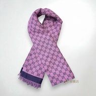 Gucci圍巾 粉紫色GG緹花100%棉圍巾