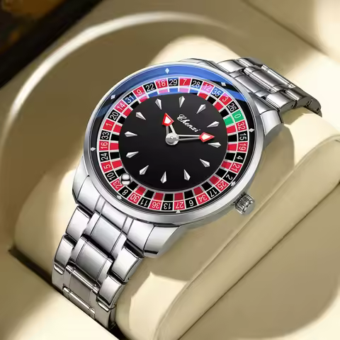 CHENXI Creative Card & Roulette Men's Quartz Watch Large Dial Water-Resistant Luminous Watch Unique 